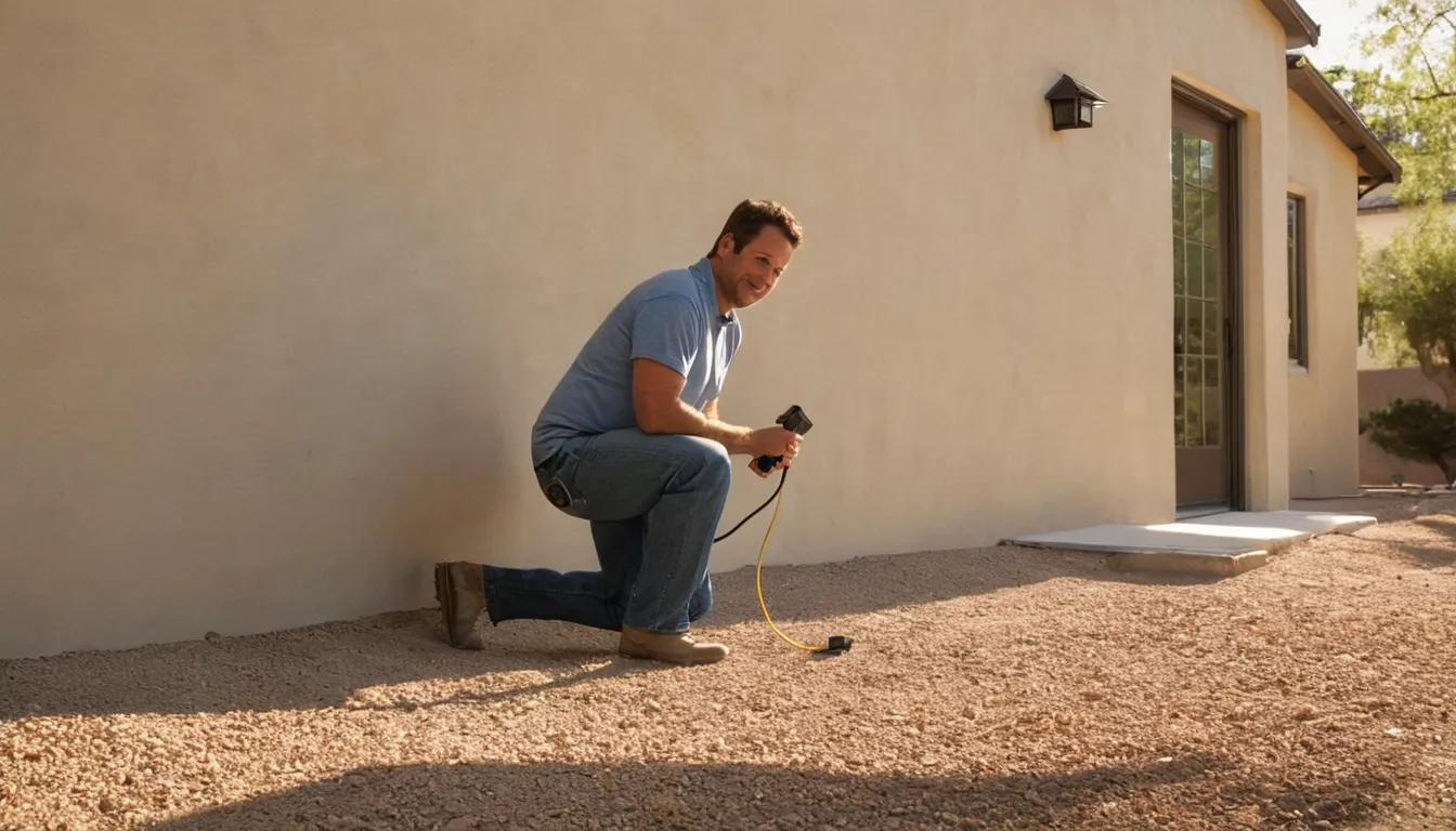 A provider checking the foundation of a home in the Hayward area for signs of termites